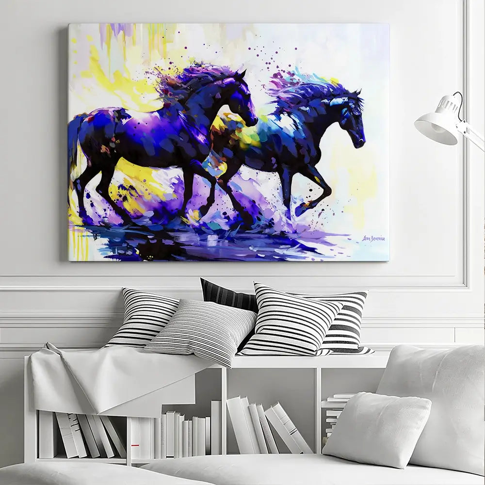 Horses On The Water Trail Canvas Print Horses On The Water Trail Canvas Print wall art product Leon Devenice