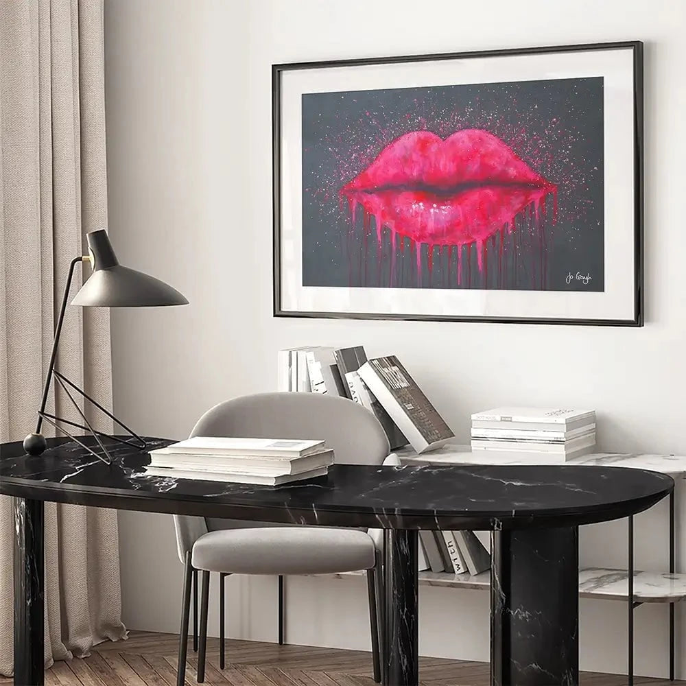 Hot Lips Framed Art Print Hot Lips Framed Art Print wall art product Jo Gough