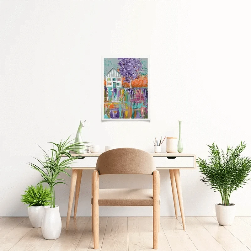 House With Purple Tree Art Print House With Purple Tree Art Print wall art product Estelle Grengs - Independent