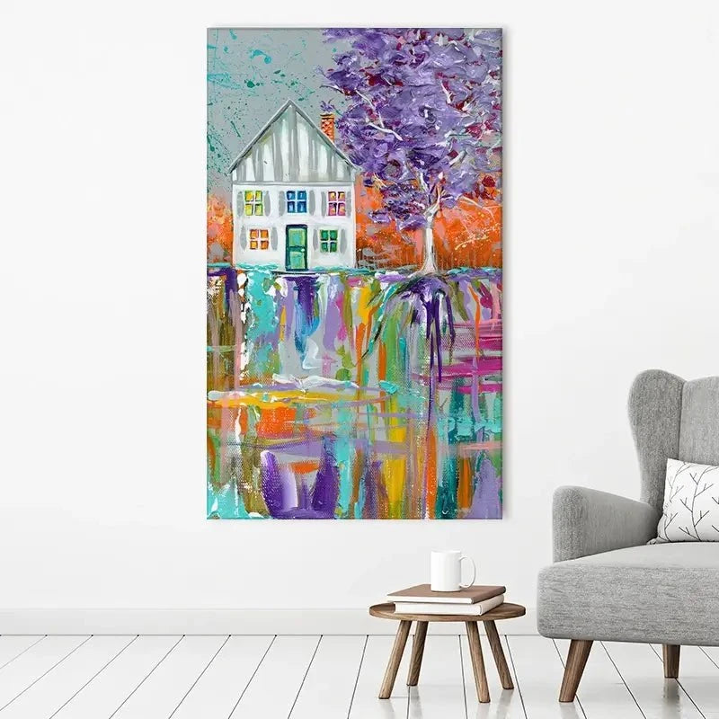 House With Purple Tree Canvas Print House With Purple Tree Canvas Print wall art product Estelle Grengs - Independent
