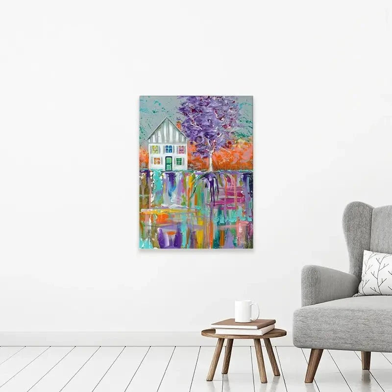 House With Purple Tree Canvas Print House With Purple Tree Canvas Print wall art product Estelle Grengs - Independent