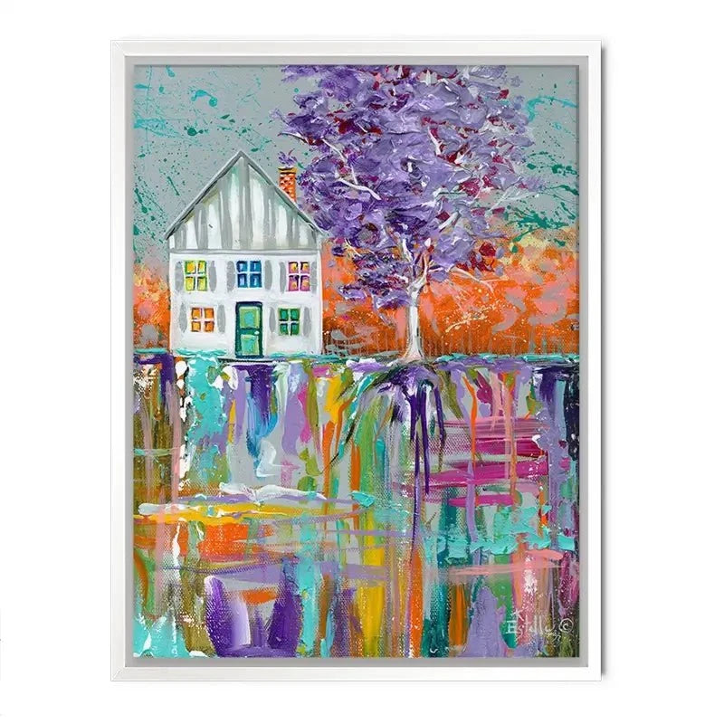 House With Purple Tree Canvas Print House With Purple Tree Canvas Print wall art product Estelle Grengs - Independent
