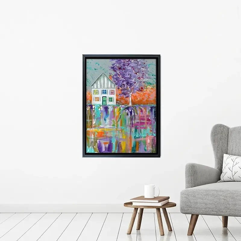 House With Purple Tree Canvas Print House With Purple Tree Canvas Print wall art product Estelle Grengs - Independent