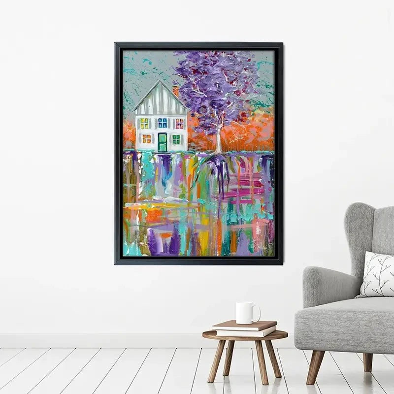 House With Purple Tree Canvas Print House With Purple Tree Canvas Print wall art product Estelle Grengs - Independent