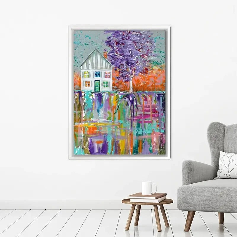 House With Purple Tree Canvas Print House With Purple Tree Canvas Print wall art product Estelle Grengs - Independent