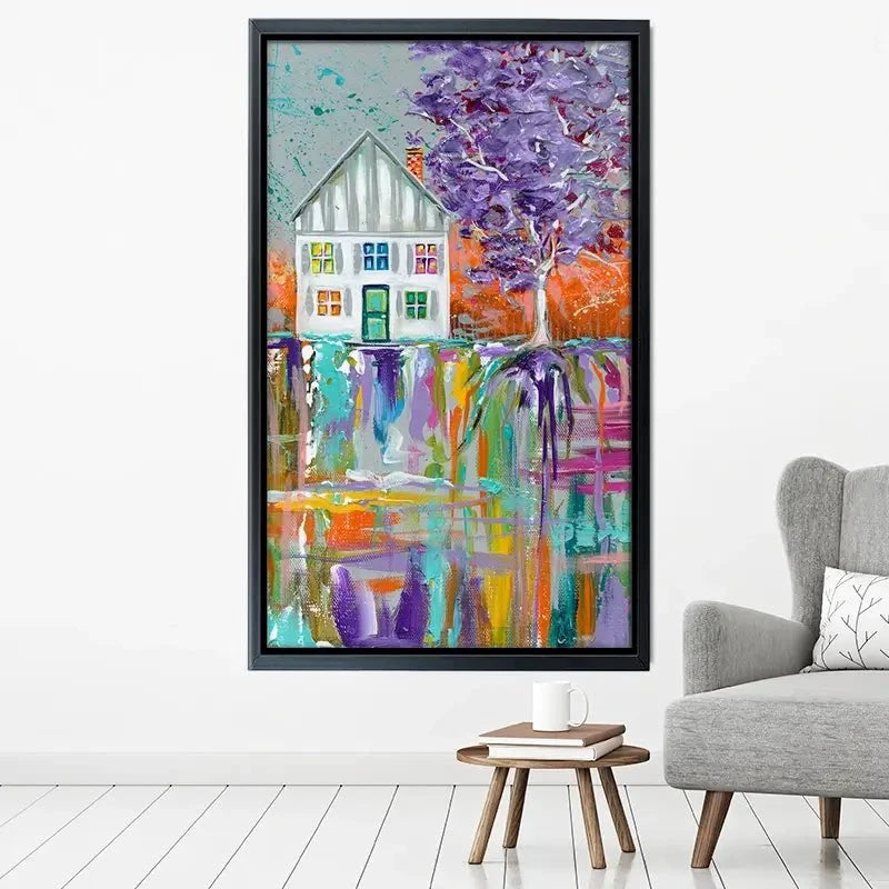 House With Purple Tree Canvas Print House With Purple Tree Canvas Print wall art product Estelle Grengs - Independent