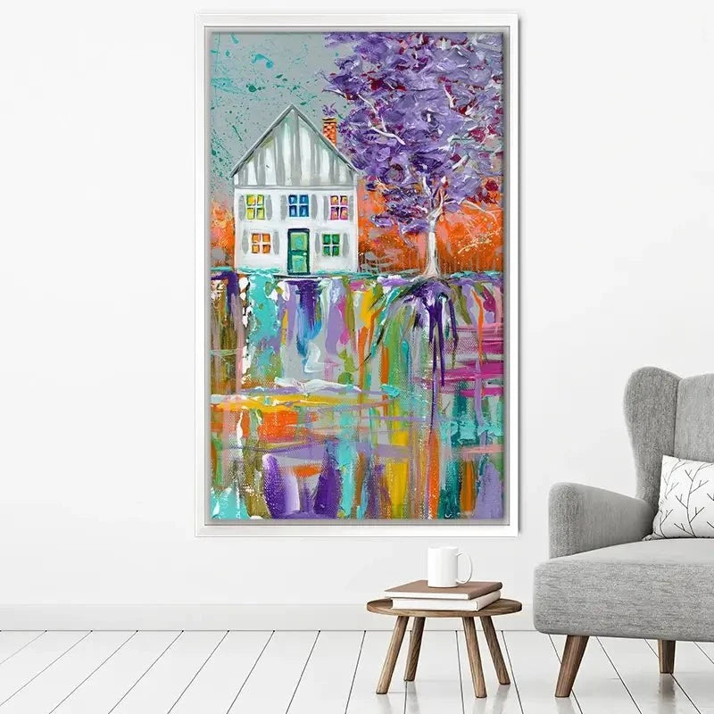 House With Purple Tree Canvas Print House With Purple Tree Canvas Print wall art product Estelle Grengs - Independent