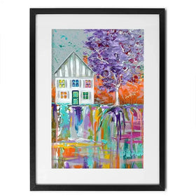 House With Purple Tree Framed Art Print House With Purple Tree Framed Art Print wall art product Estelle Grengs - Independent