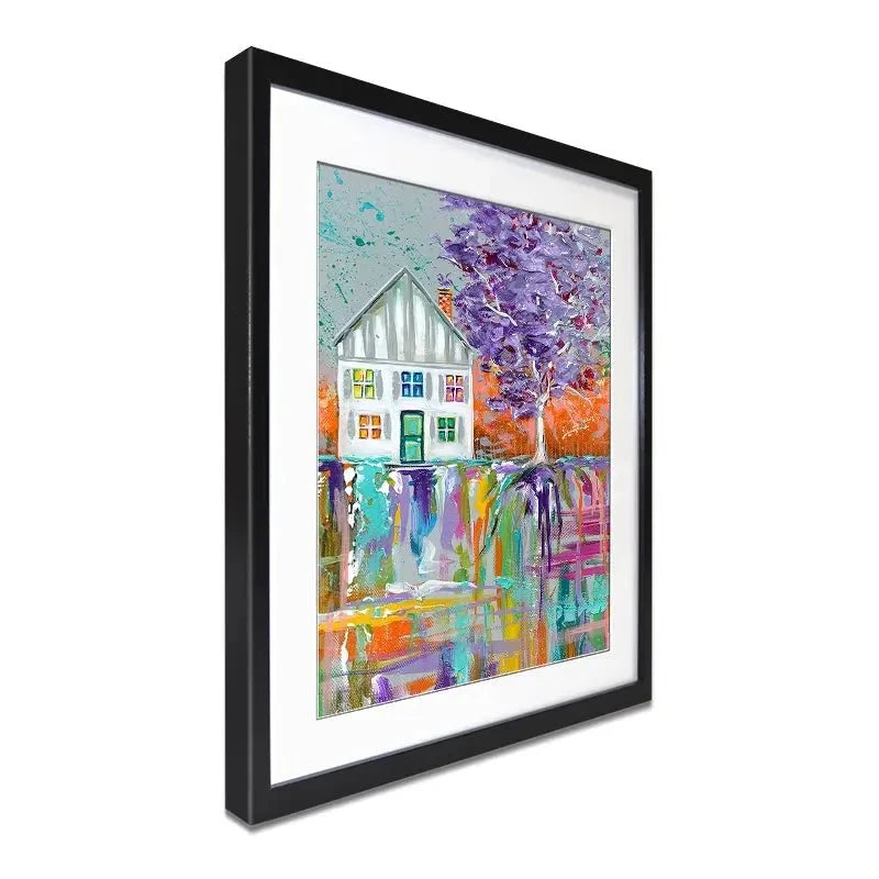 House With Purple Tree Framed Art Print House With Purple Tree Framed Art Print wall art product Estelle Grengs - Independent