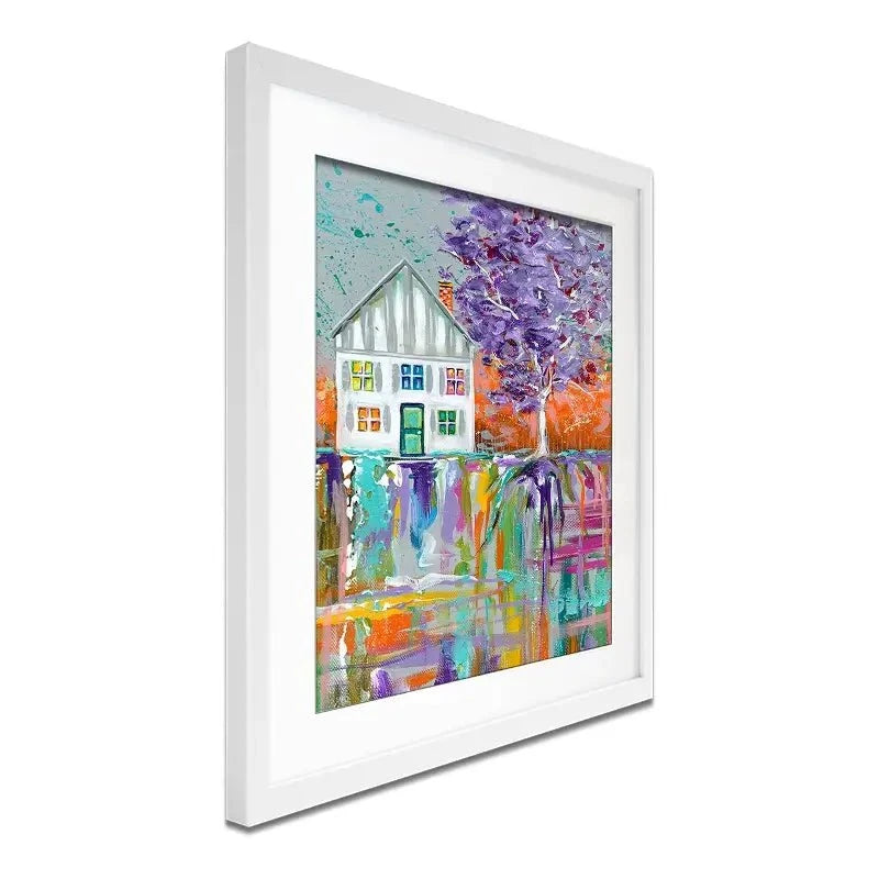 House With Purple Tree Framed Art Print House With Purple Tree Framed Art Print wall art product Estelle Grengs - Independent