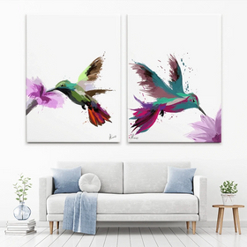 Hummingbird Duo Canvas Print Hummingbird Duo Canvas Print wall art product Aimee Linzi
