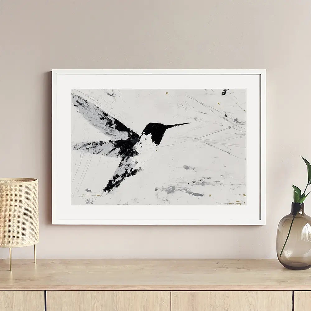 Hummingbird In Flight Framed Art Print Hummingbird In Flight Framed Art Print wall art product Chromatic Storm Studio
