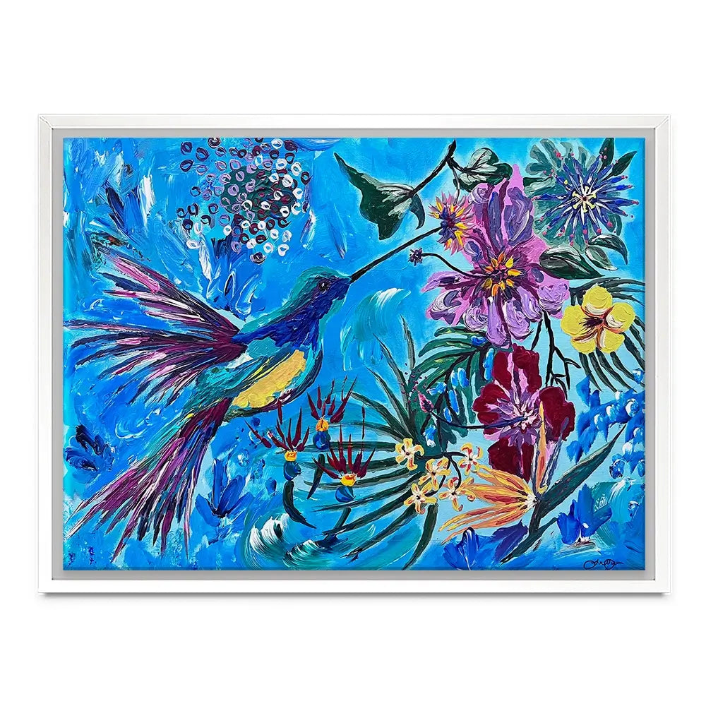 Hummingbirds In Flight Canvas Print Hummingbirds In Flight Canvas Print wall art product Jo Mulligan