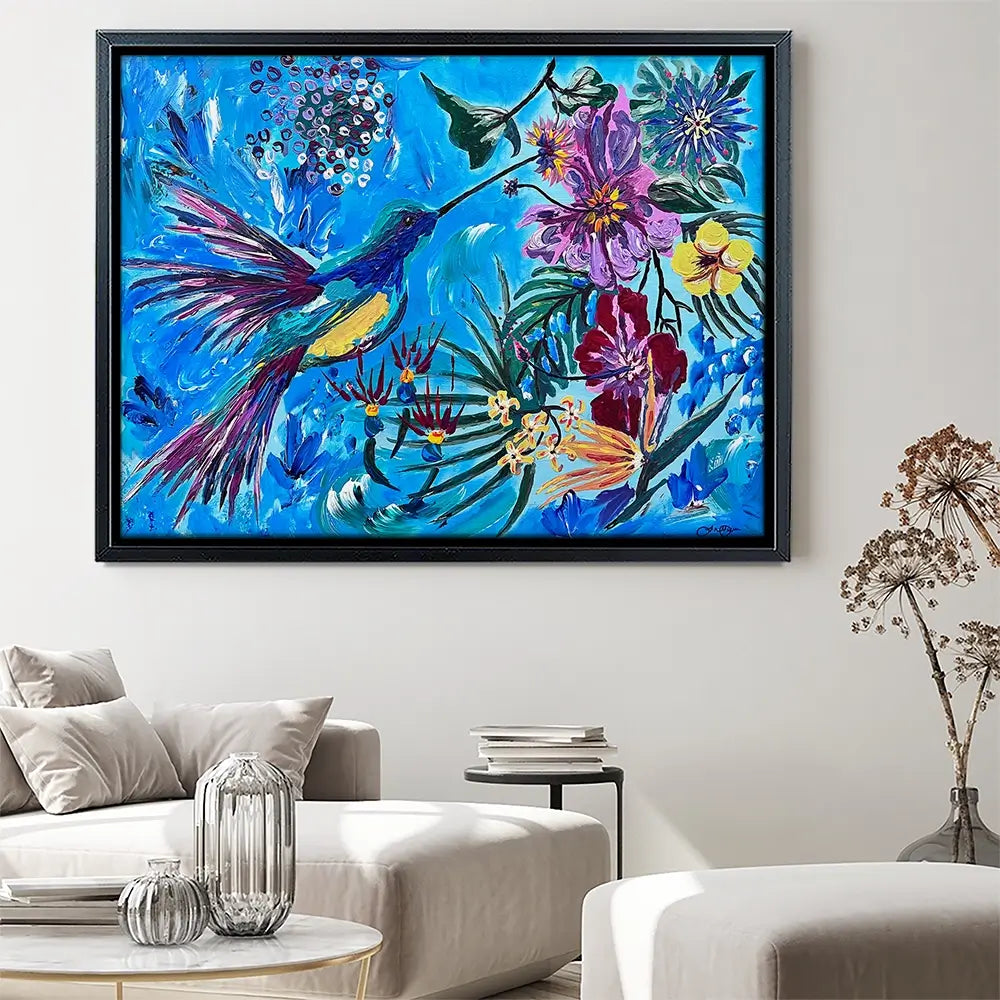 Hummingbirds In Flight Canvas Print Hummingbirds In Flight Canvas Print wall art product Jo Mulligan