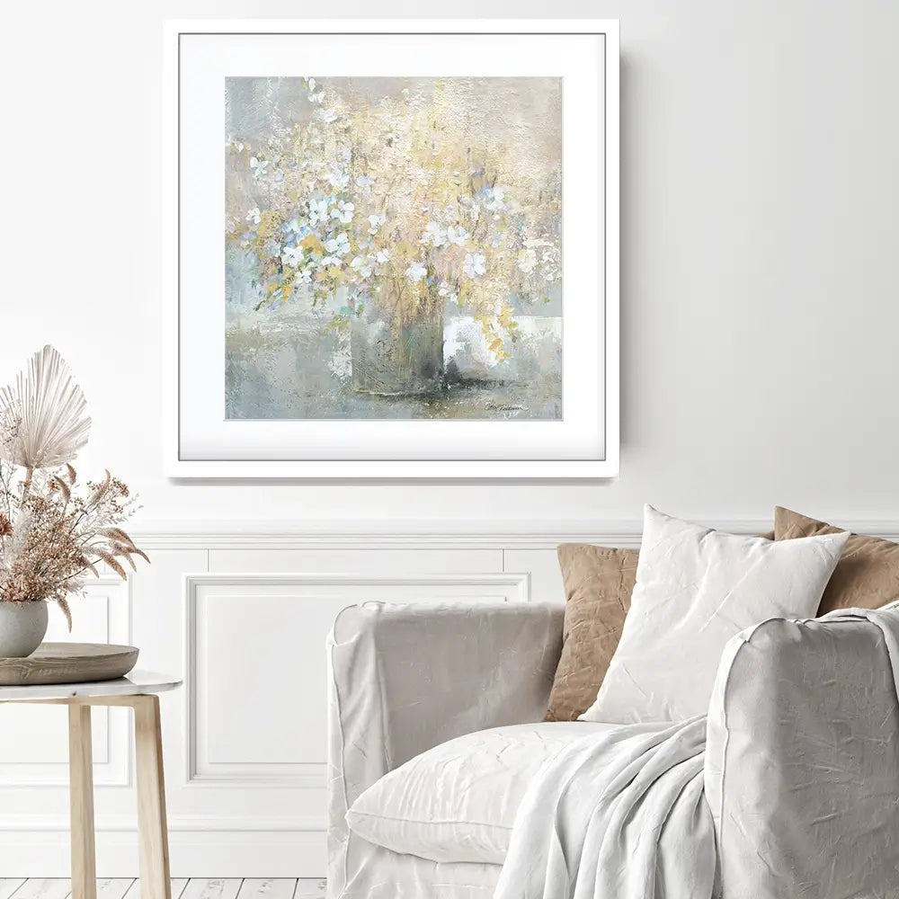 Hushed Gold Bouquet Square Framed Art Print Hushed Gold Bouquet Square Framed Art Print wall art product Carol Robinson