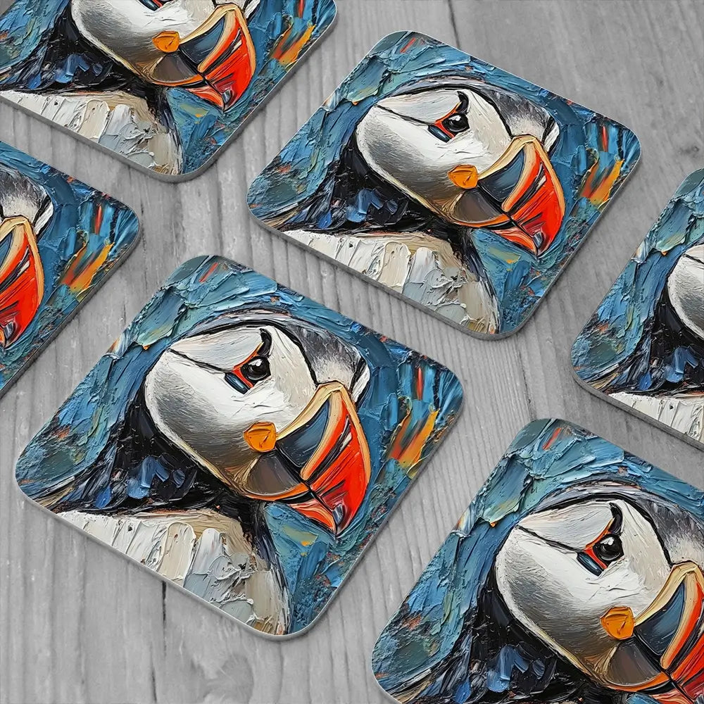 Impasto Puffin Coaster Set Impasto Puffin Coaster Set wall art product David Alexander Elder