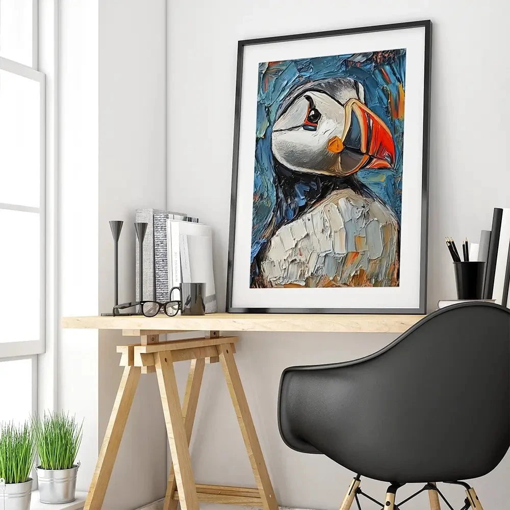 Impasto Puffin Framed Art Print Impasto Puffin Framed Art Print wall art product David Alexander Elder