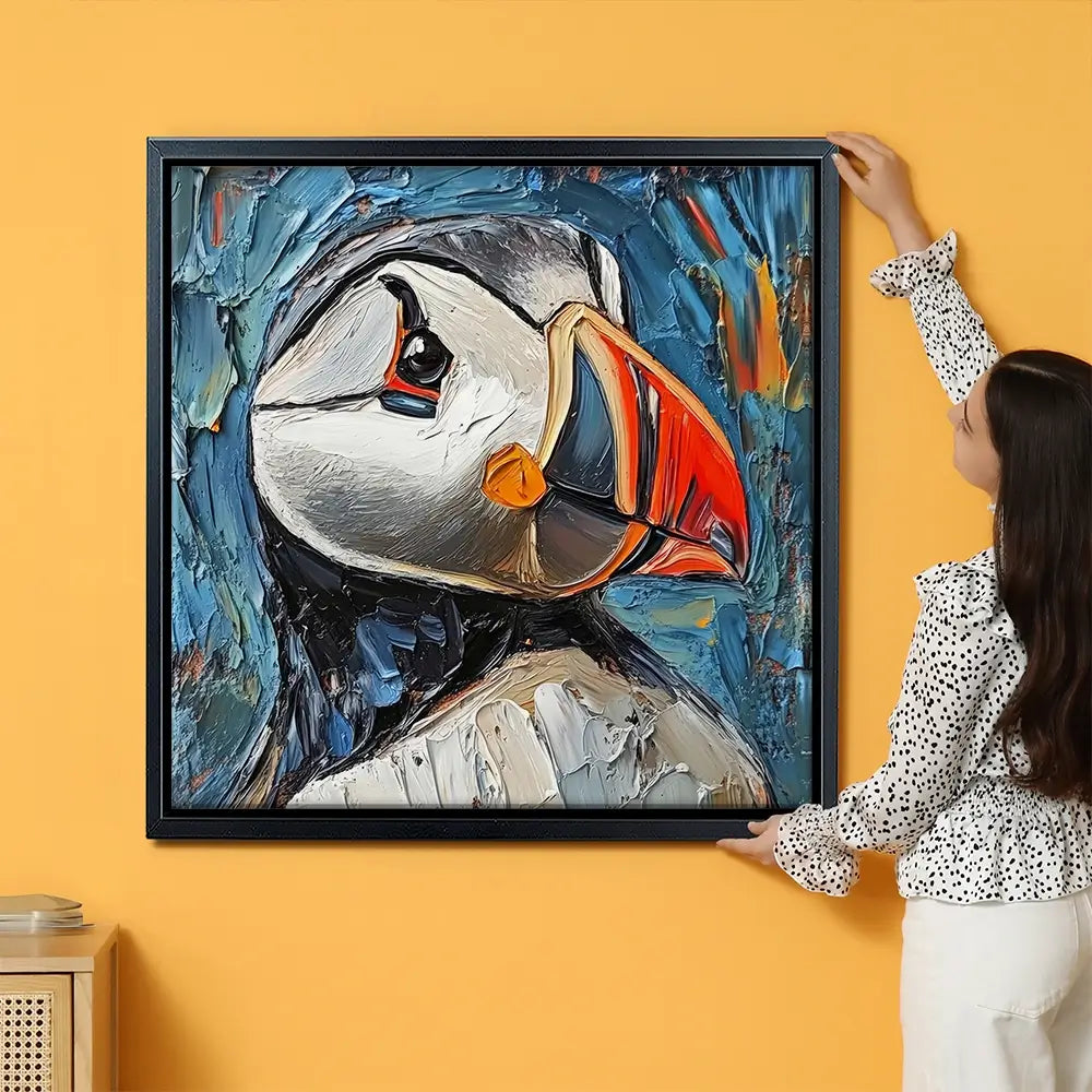 Impasto Puffin Oversized Canvas Print Impasto Puffin Oversized Canvas Print wall art product Art Print Shop