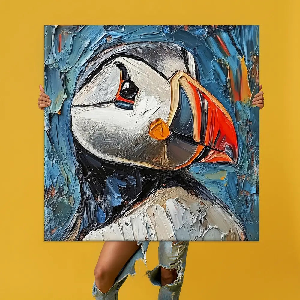 Impasto Puffin Oversized Canvas Print Impasto Puffin Oversized Canvas Print wall art product Art Print Shop