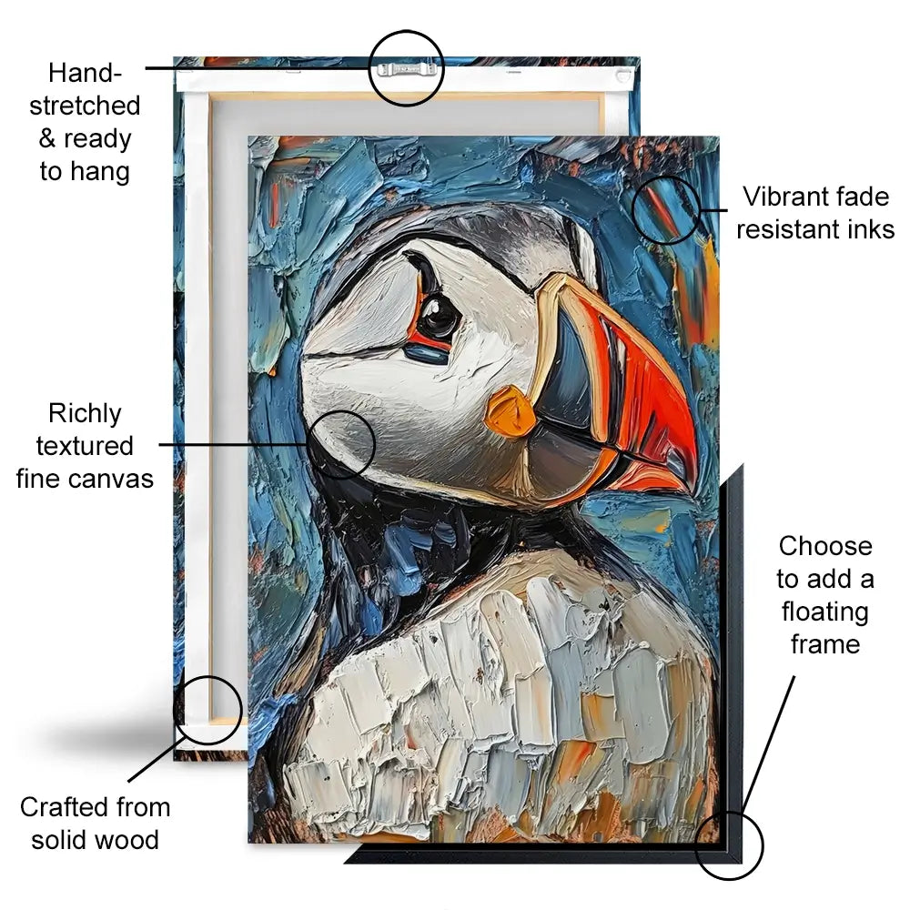 Impasto Puffin Oversized Canvas Print Impasto Puffin Oversized Canvas Print wall art product David Alexander Elder