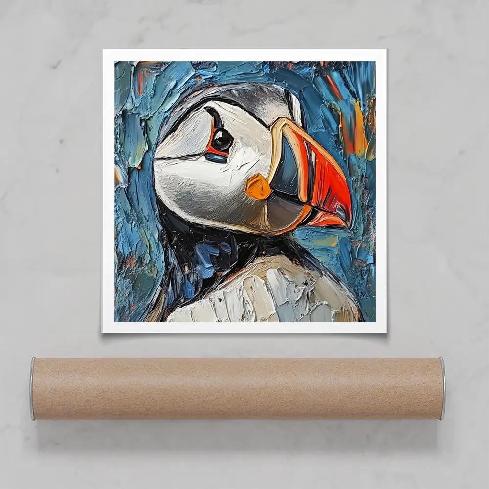 Impasto Puffin Square Art Print Impasto Puffin Square Art Print wall art product David Alexander Elder