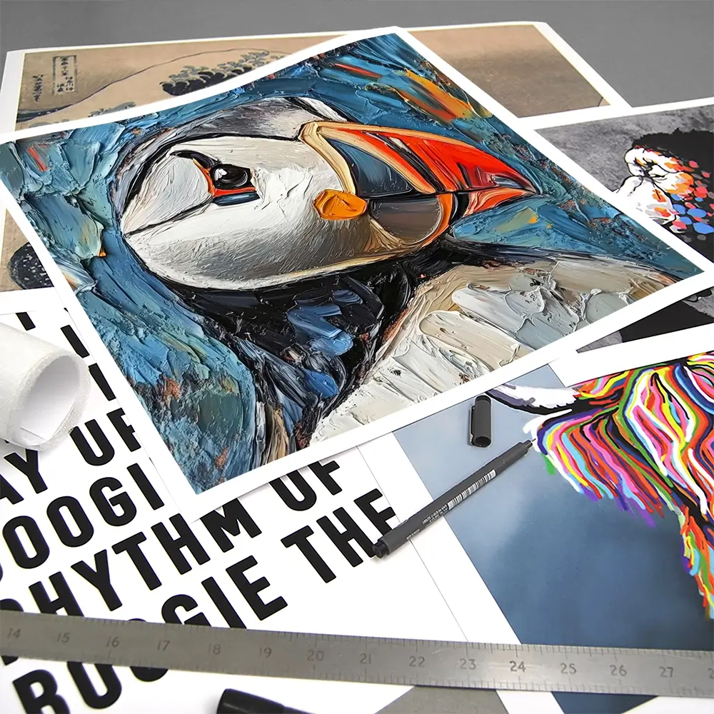 Impasto Puffin Square Art Print Impasto Puffin Square Art Print wall art product David Alexander Elder