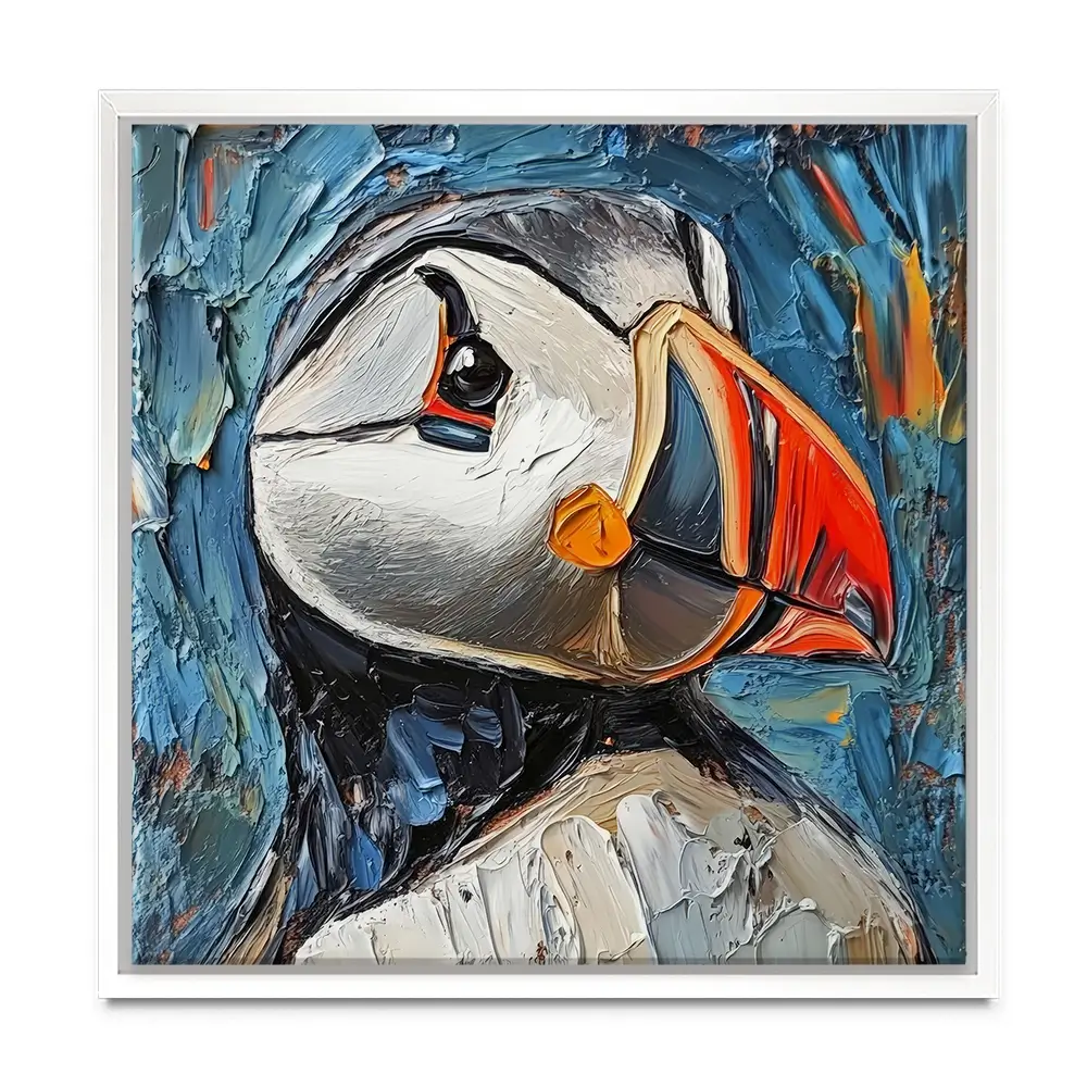 Impasto Puffin Square Canvas Print Impasto Puffin Square Canvas Print wall art product David Alexander Elder