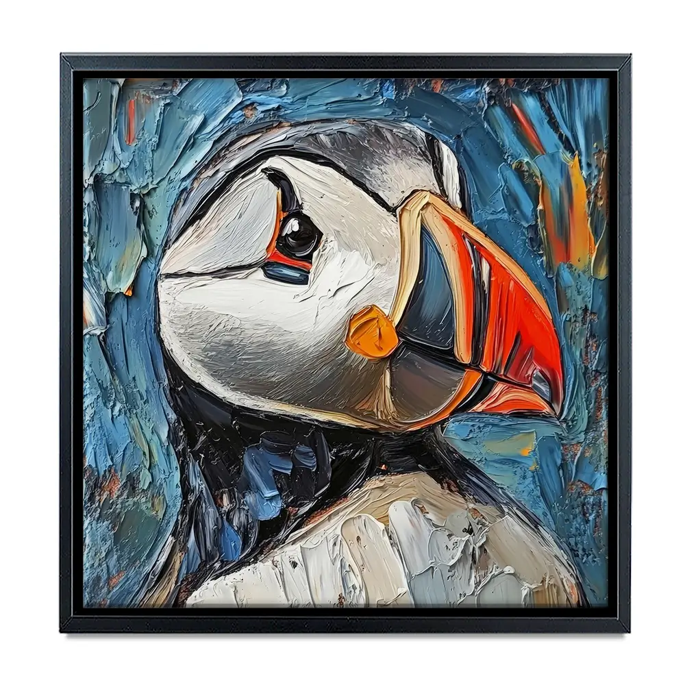 Impasto Puffin Square Canvas Print Impasto Puffin Square Canvas Print wall art product David Alexander Elder