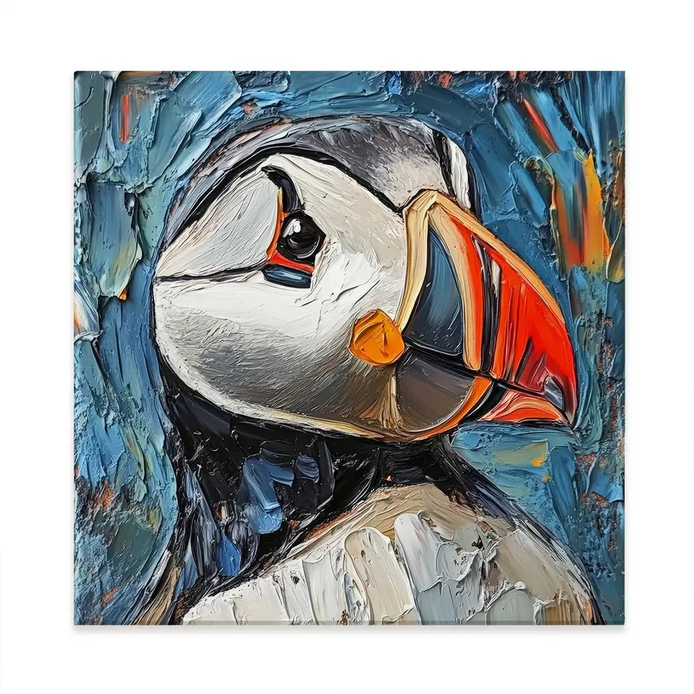 Impasto Puffin Square Canvas Print Impasto Puffin Square Canvas Print wall art product David Alexander Elder