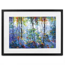 Impressionistic Reflection Of Autumn Trees And Leaves On Water Framed Art Print Impressionistic Reflection Of Autumn Trees And Leaves On Water Framed Art Print wall art product Leon Devenice