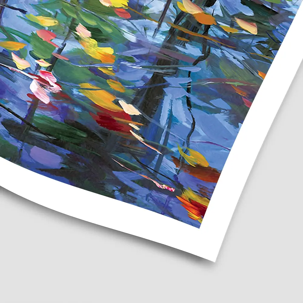 Impressionistic Reflection Of Autumn Trees And Leaves On Water Square Art Print Impressionistic Reflection Of Autumn Trees And Leaves On Water Square Art Print wall art product Leon Devenice
