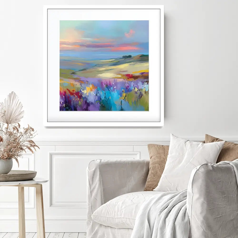 Impressions Of A Peaceful Valley Square Framed Art Print Impressions Of A Peaceful Valley Square Framed Art Print wall art product Leon Devenice