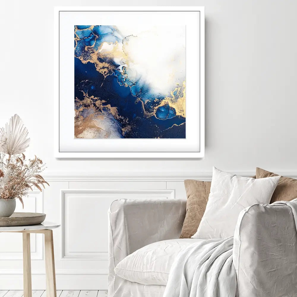 In The Deep Blue Square Framed Art Print In The Deep Blue Square Framed Art Print wall art product Art Print Shop