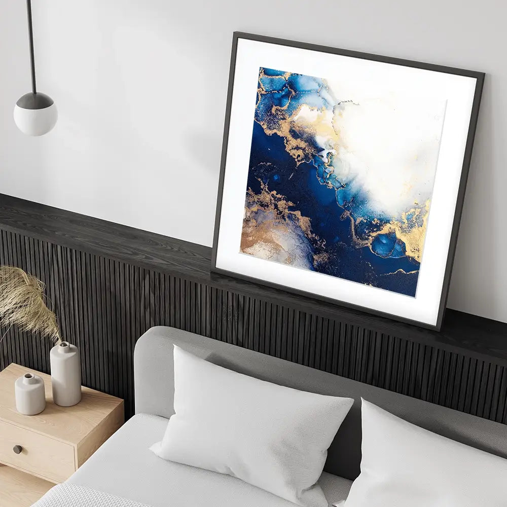 In The Deep Blue Square Framed Art Print In The Deep Blue Square Framed Art Print wall art product Art Print Shop