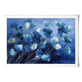 Indigo Flowers With Gold Lines Art Print Indigo Flowers With Gold Lines Art Print wall art product Chromatic Storm Studio