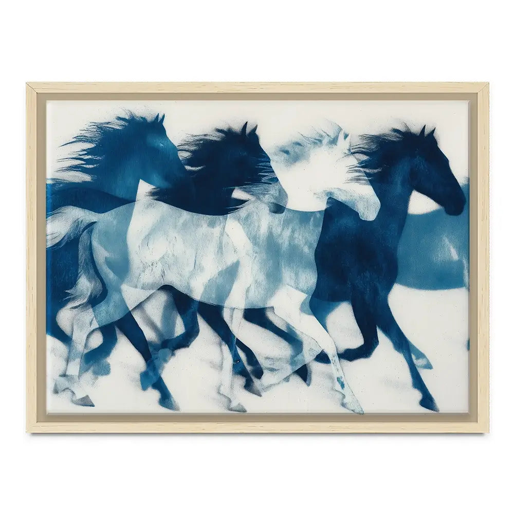 Indigo Running Horses Canvas Print Indigo Running Horses Canvas Print wall art product Chromatic Storm Studio