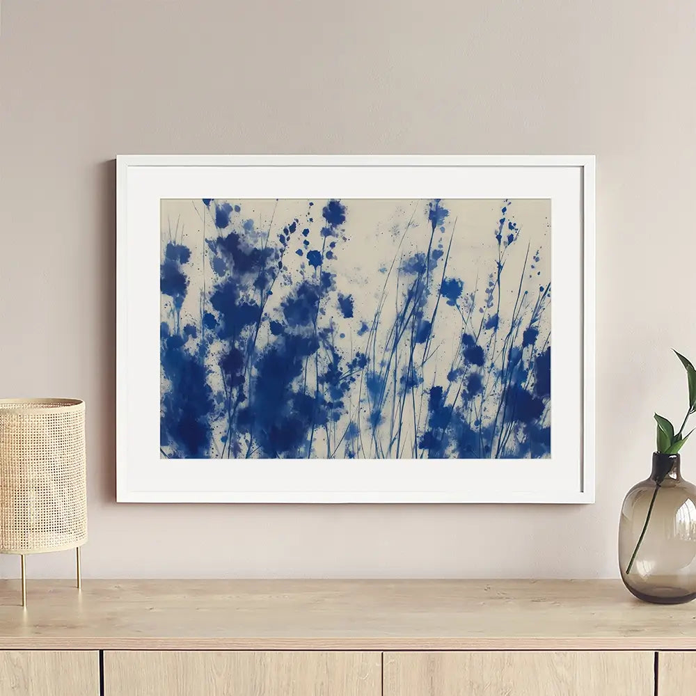 Indigo Wildflower Meadow Framed Art Print Indigo Wildflower Meadow Framed Art Print wall art product Chromatic Storm Studio