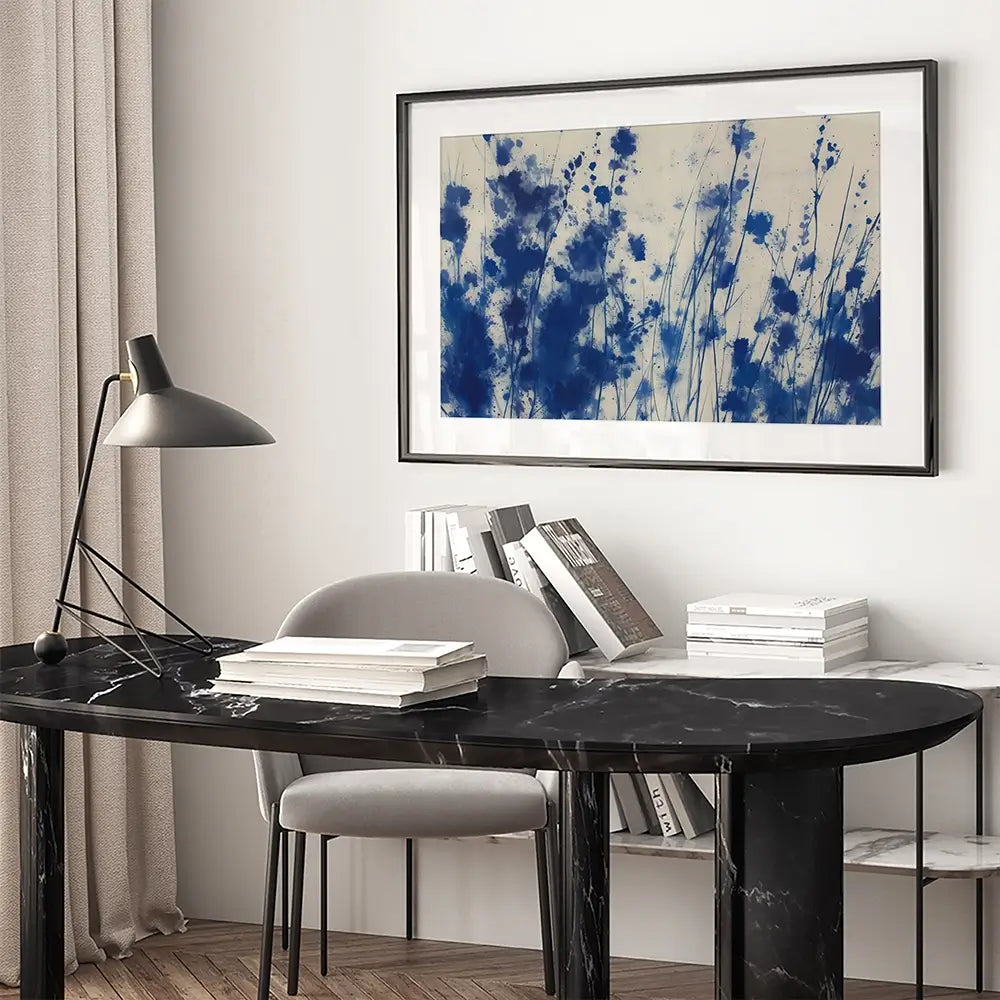 Indigo Wildflower Meadow Framed Art Print Indigo Wildflower Meadow Framed Art Print wall art product Chromatic Storm Studio