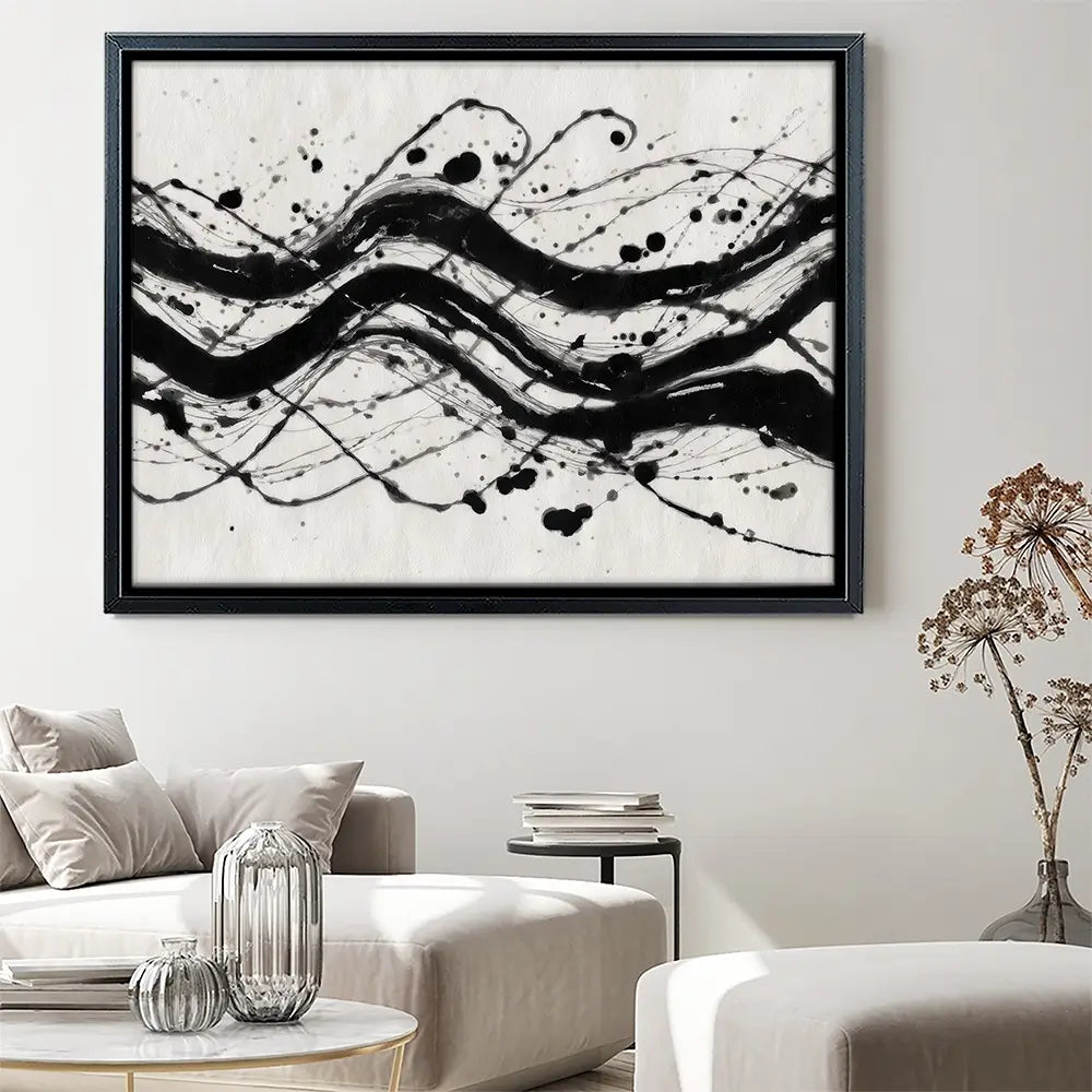 Ink River Waves Canvas Print Ink River Waves Canvas Print wall art product Chromatic Storm Studio