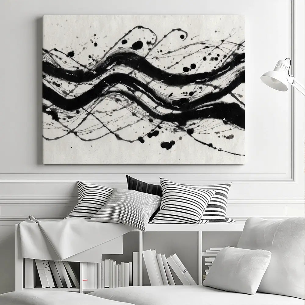Ink River Waves Canvas Print Ink River Waves Canvas Print wall art product Chromatic Storm Studio