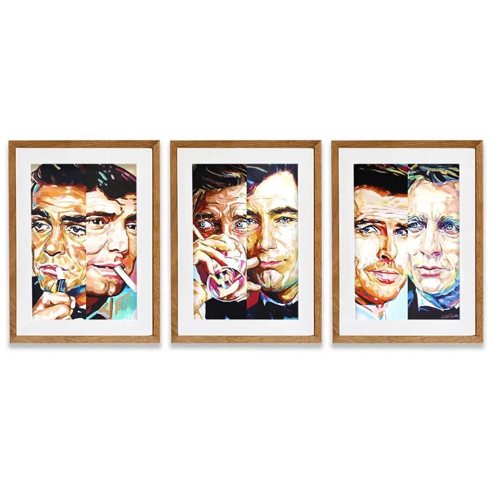 James Bond Collection Framed Art Print Trio James Bond Collection Framed Art Print Trio wall art product Juliet Stockton