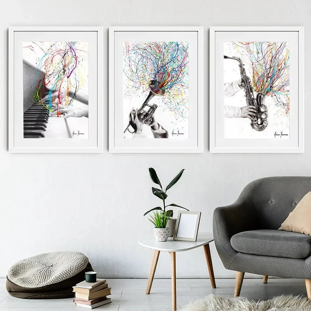 Jazz Band Framed Art Print Trio Jazz Band Framed Art Print Trio wall art product Ashvin Harrison