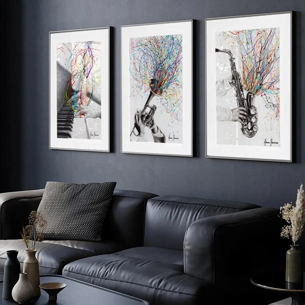 Jazz Band Framed Art Print Trio Jazz Band Framed Art Print Trio wall art product Ashvin Harrison