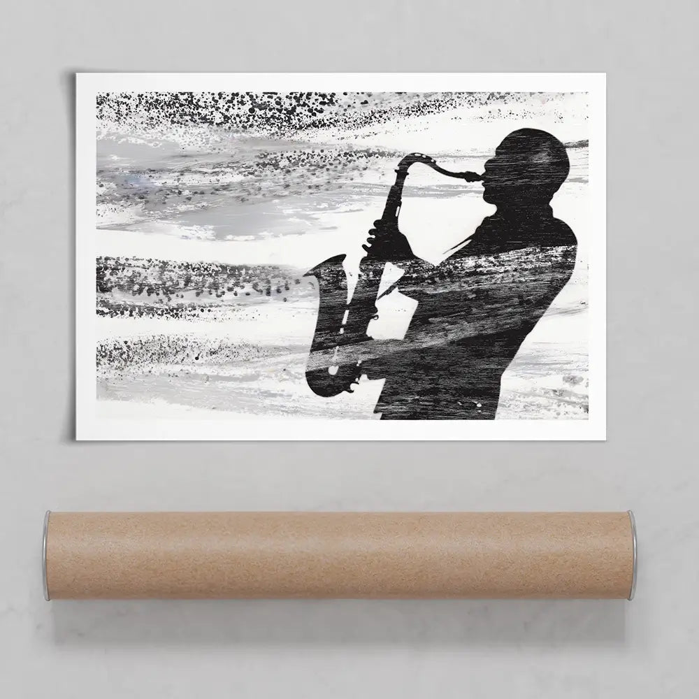 Jazz Silhouette Art Print Jazz Silhouette Art Print wall art product Chromatic Storm Studio