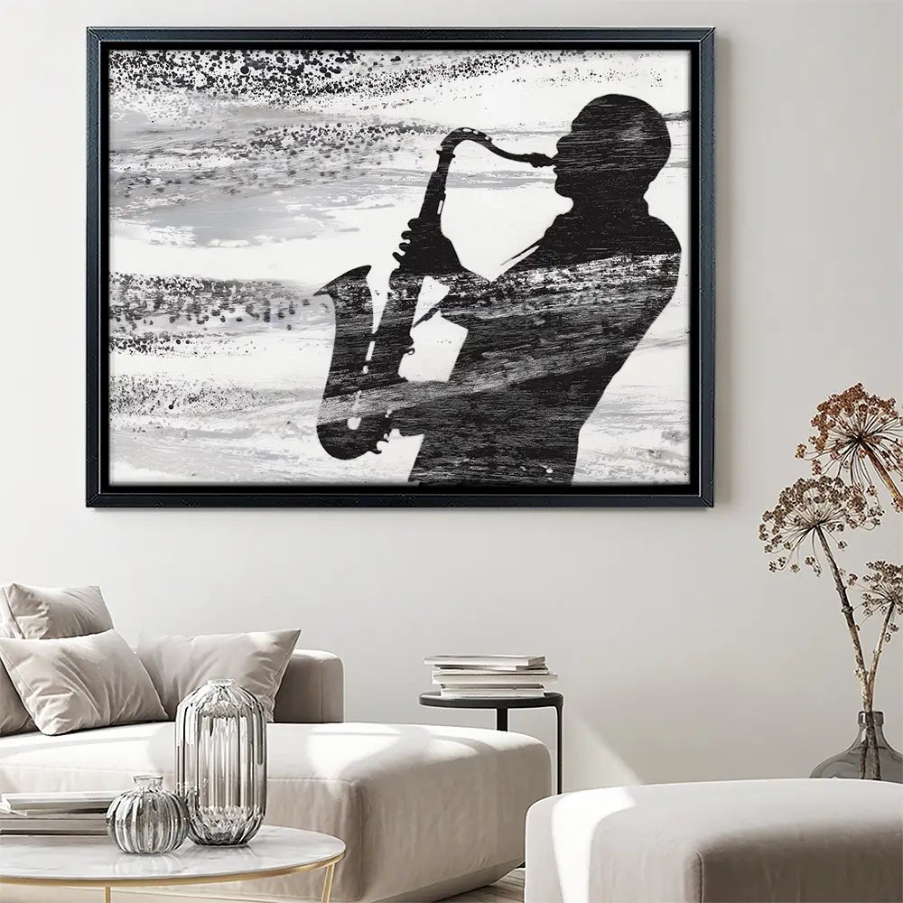 Jazz Silhouette Canvas Print Jazz Silhouette Canvas Print wall art product Chromatic Storm Studio