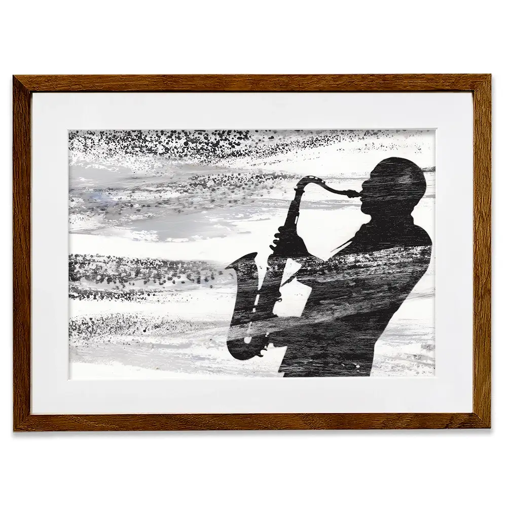 Jazz Silhouette Framed Art Print Jazz Silhouette Framed Art Print wall art product Chromatic Storm Studio
