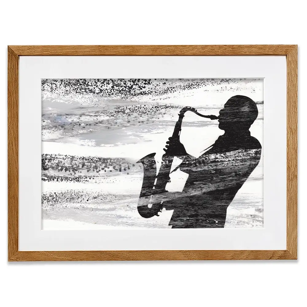 Jazz Silhouette Framed Art Print Jazz Silhouette Framed Art Print wall art product Chromatic Storm Studio