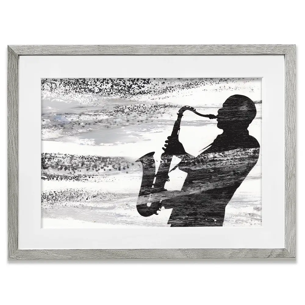 Jazz Silhouette Framed Art Print Jazz Silhouette Framed Art Print wall art product Chromatic Storm Studio