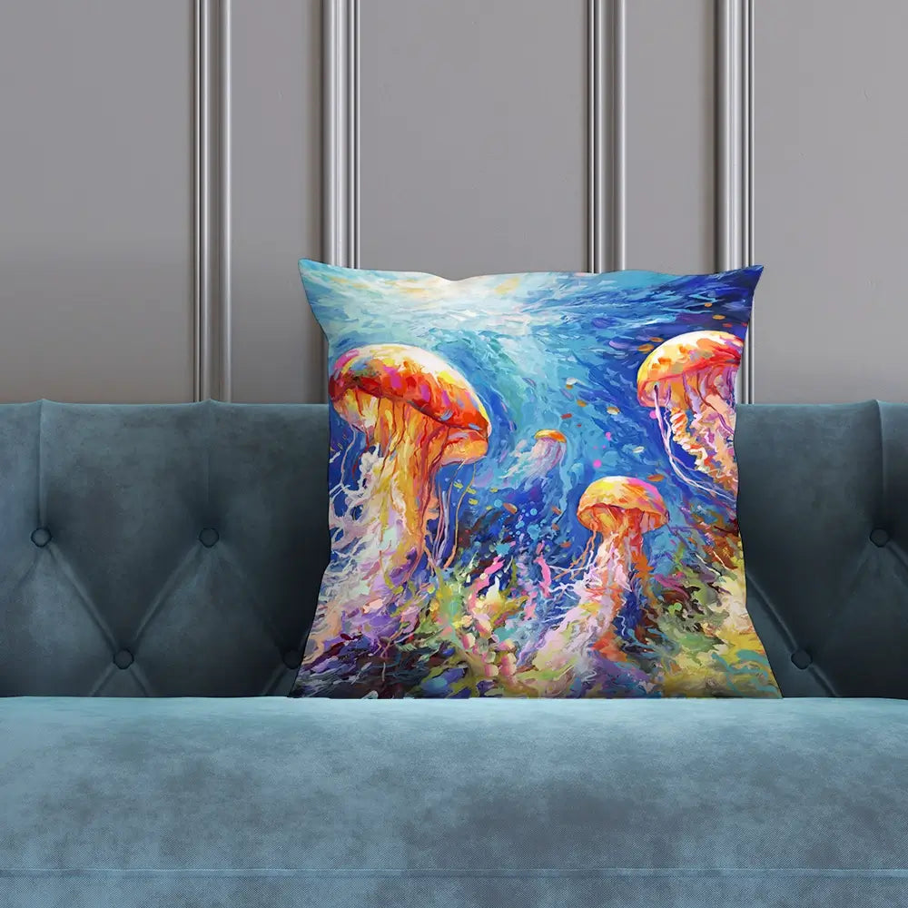 Jellyfish Serenade Cushion Jellyfish Serenade Cushion wall art product Art Print Shop