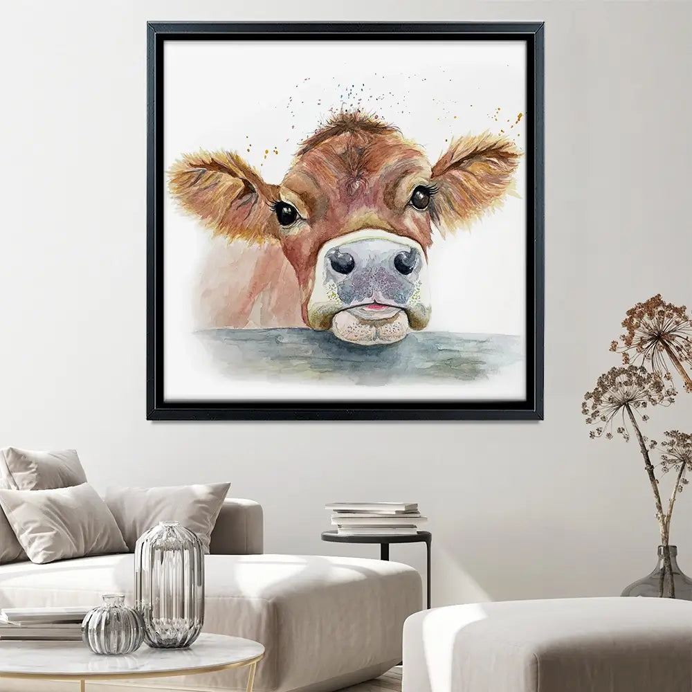 Jersey Cow Square Canvas Print Jersey Cow Square Canvas Print wall art product Karen Sutton